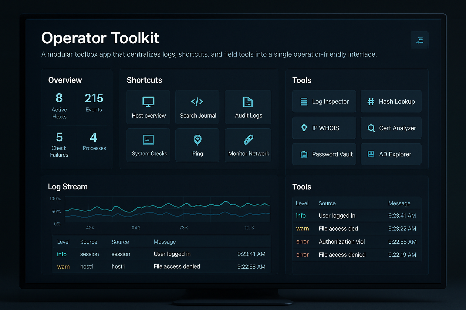 Desktop-style operator panel