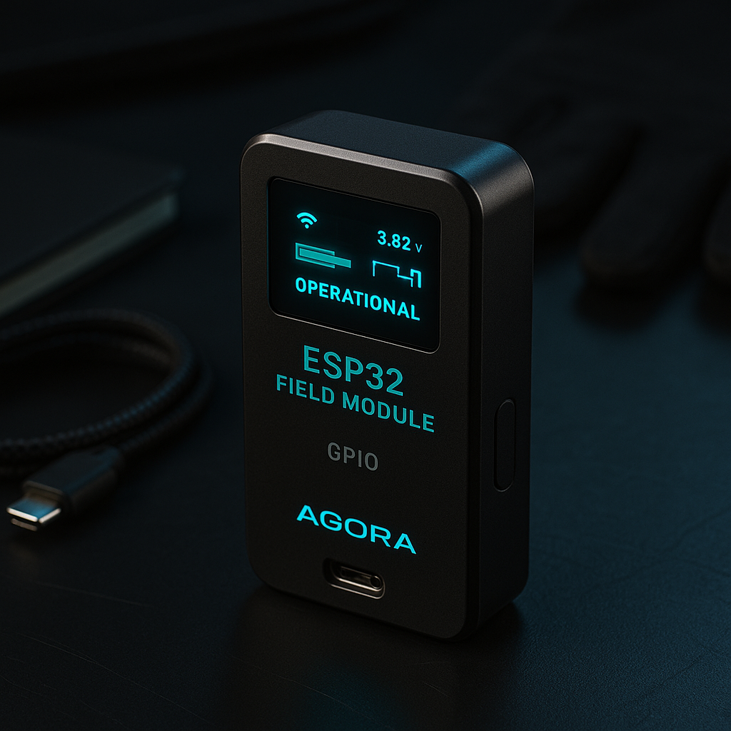 ESP32 gadget prototype on bench