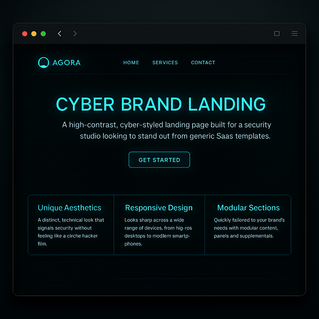 Cyber-themed landing page