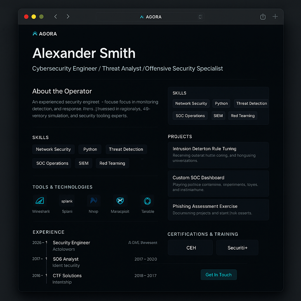 Multi-section portfolio website